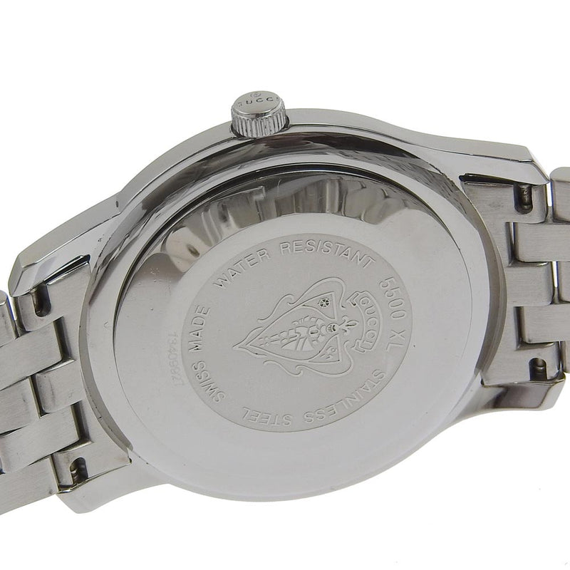 【GUCCI】グッチ
 腕時計
 5500XL ステンレススチール シルバー クオーツ アナログ表示 黒文字盤 メンズ