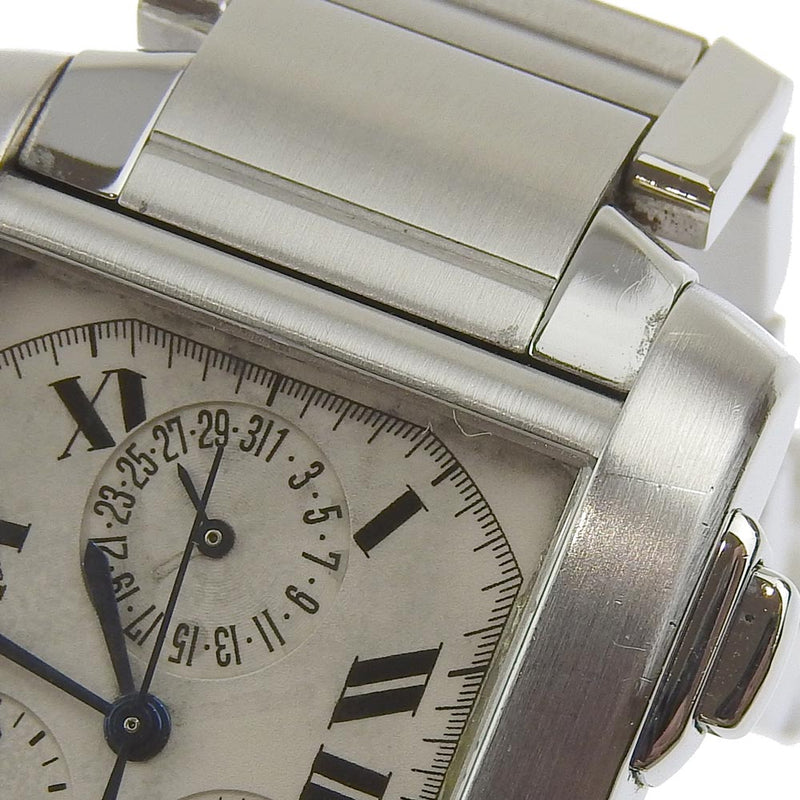 [Cartier] Cartier 
 Reloj por Tank Francase 
 Crono flex w51001Q3 acero inoxidable cuarzo plateado cronógrafo cronógrafo beige diario francais B-rank para hombres