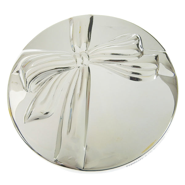 【TIFFANY&Co.】ティファニー
 ミラー 手鏡・コンパクト
 リボンモチーフ シルバー mirror レディースAランク