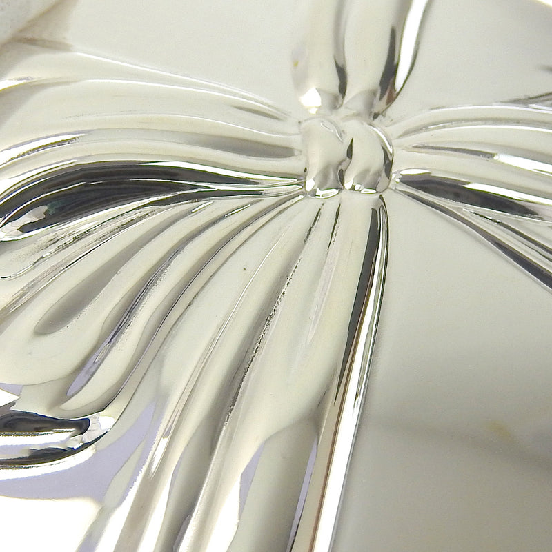 [Tiffany & Co.] Tiffany Mirror Handlide / Compact Ribbon Motif Silver Mirror Ladies A Rank