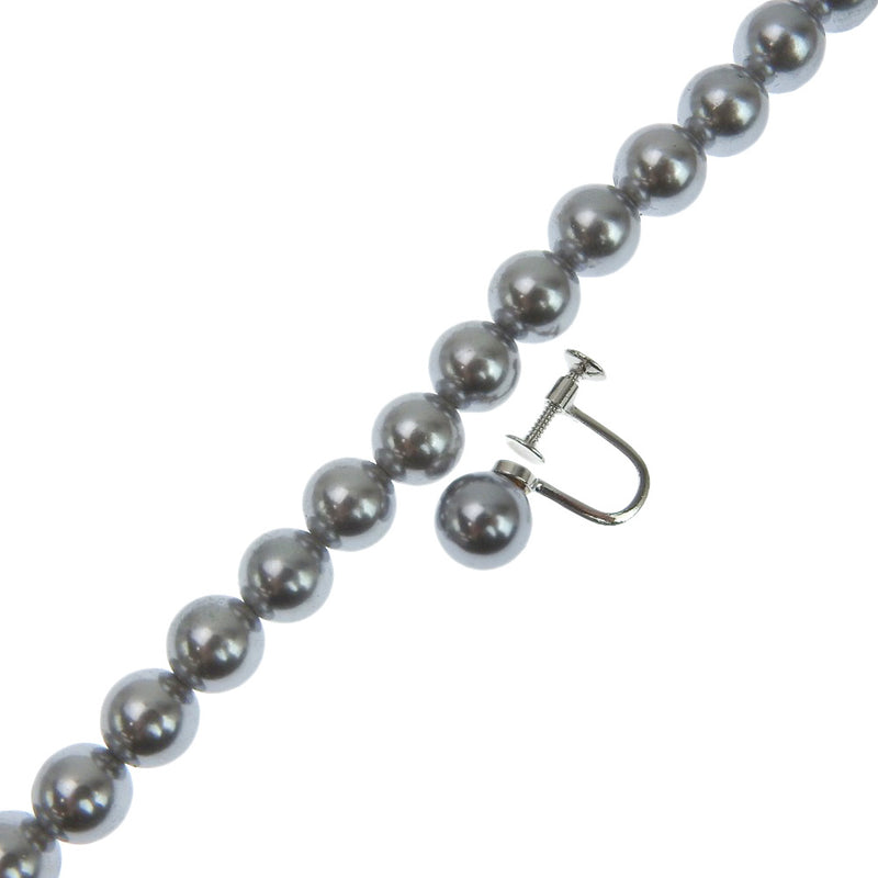 真珠 ネックレス
 イヤリングセット8.0～8.3ｍｍ パール×シルバー Pearl レディースA-ランク