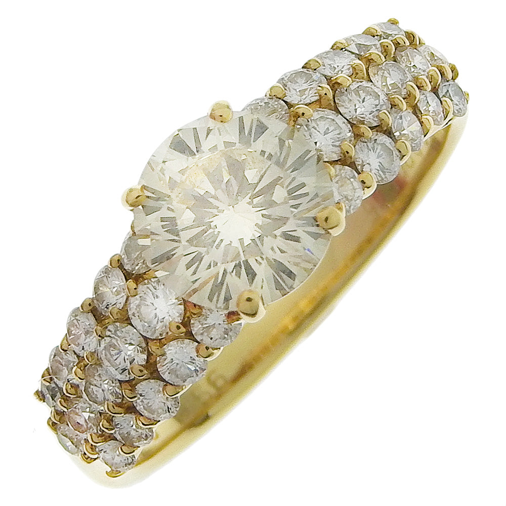 K18 ゴールド リング　ダイヤモンド　レッド　12号　刻印あり K18イエローゴールド×ダイヤモンド 12.5号 1.118/0.56刻印 レディース