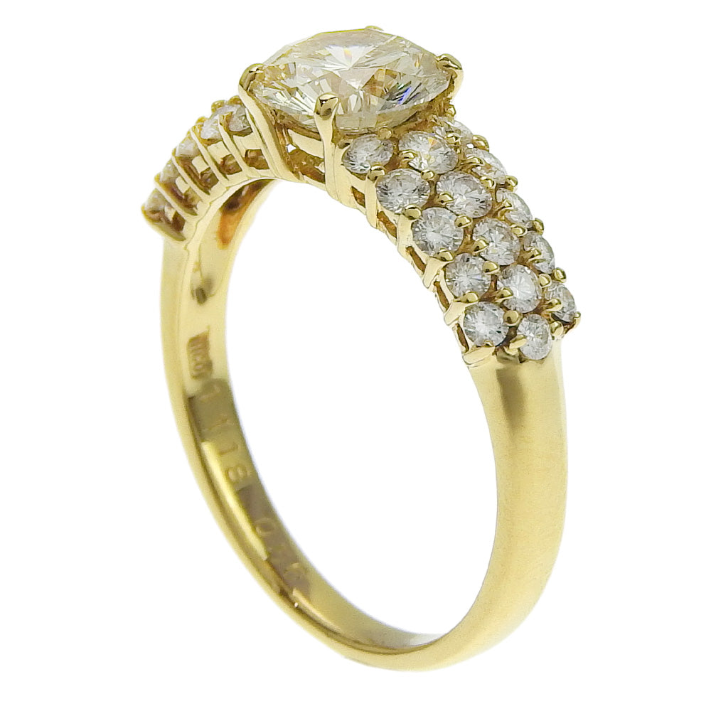 K18 ゴールド リング　ダイヤモンド　レッド　12号　刻印あり K18イエローゴールド×ダイヤモンド 12.5号 1.118/0.56刻印 レディース