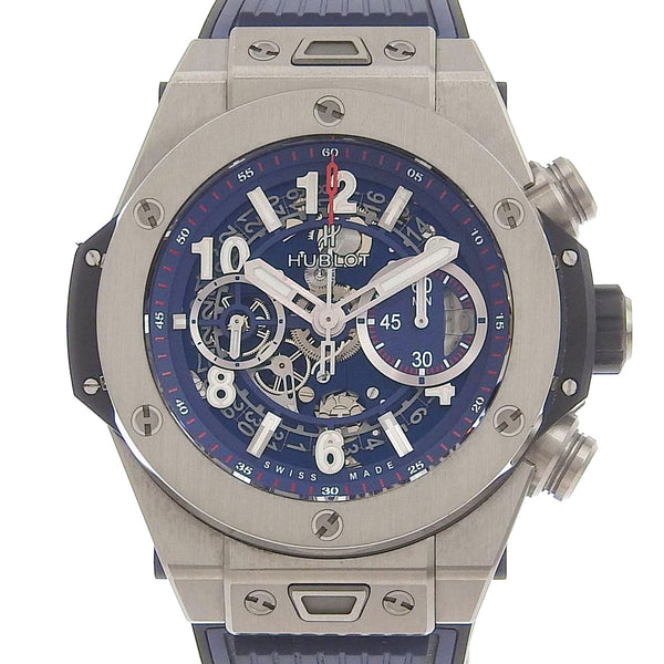 [HUBLOT] Uburo 
 Big Bang Watch 
 Unico back skeleton 411.nx.5179.RX Stainless steel x titanium x rubber blue automatic chronograph blue dial Big Bang Men's A rank
