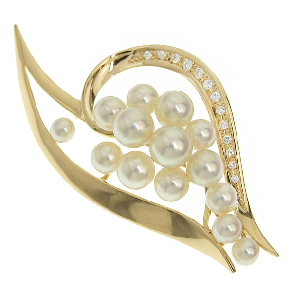 진주 브로치 K18 옐로우 골드 X 다이아몬드 X Pearl 0.19 조각 된 진주 여성 SA 순위