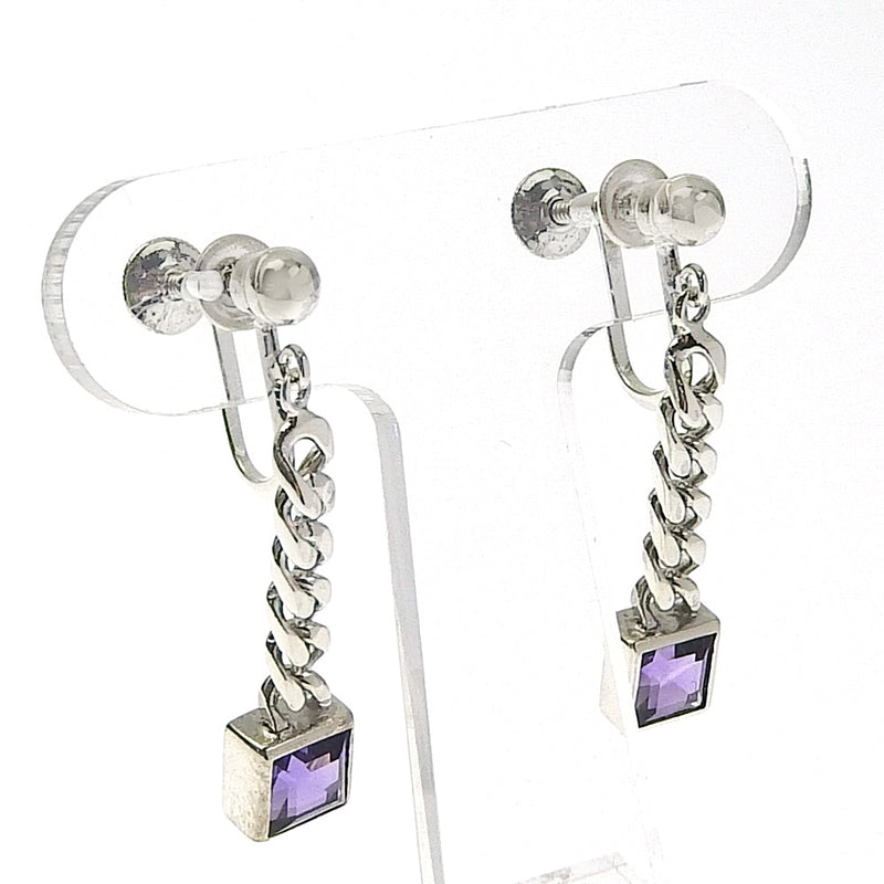 [TASAKI] Tasaki Earring Chain Color Stone Silver Silver Ladies A Rank