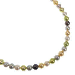 Pearl 8.7 mm de plata x perla blanca/verde/amarillo Collar de damas