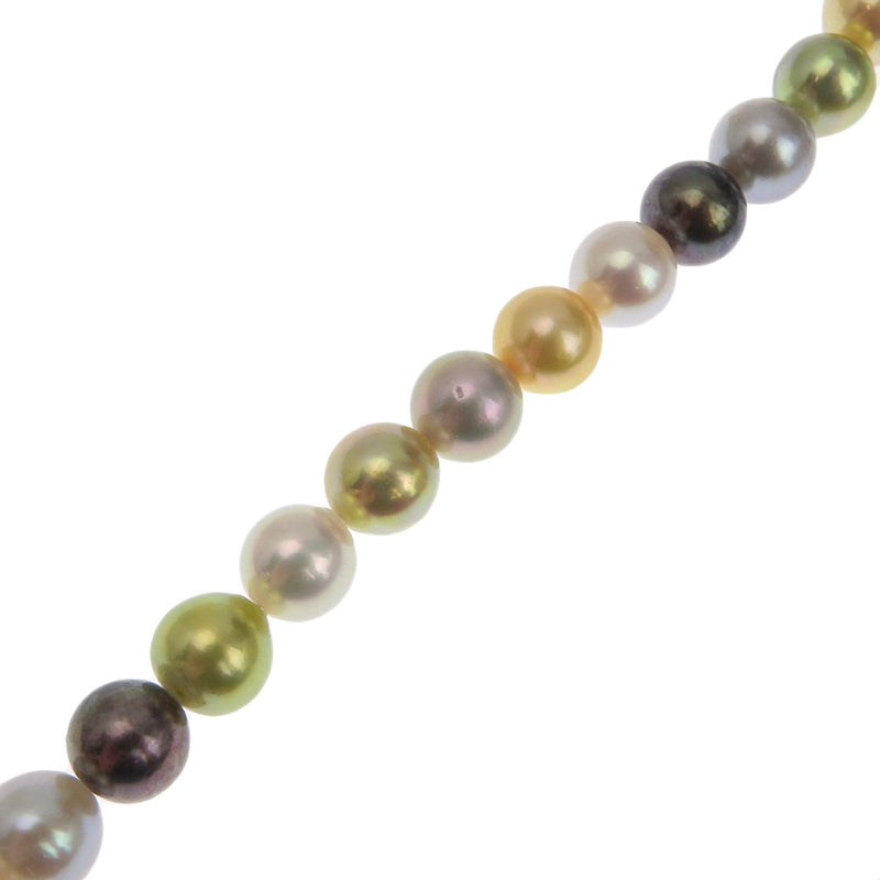 Pearl 8.7mm Silver x Pearl White/Green/Yellow Ladies Necklace