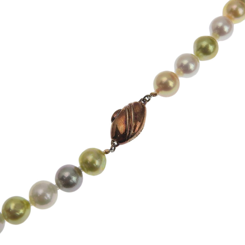 珍珠8.7毫米银X珍珠白/绿色/黄色女士项链